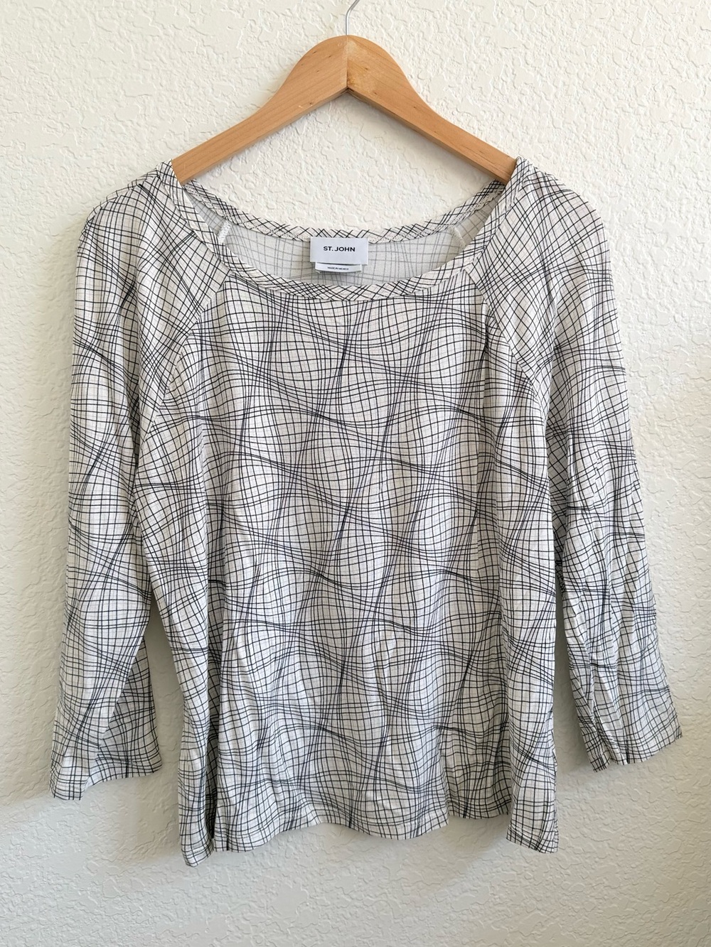 St. John Black & White Patterned Women's Top Blouse Size XL